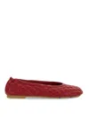 Burberry Sadler Quilted Lambskin Ballerina Flats In Rojo