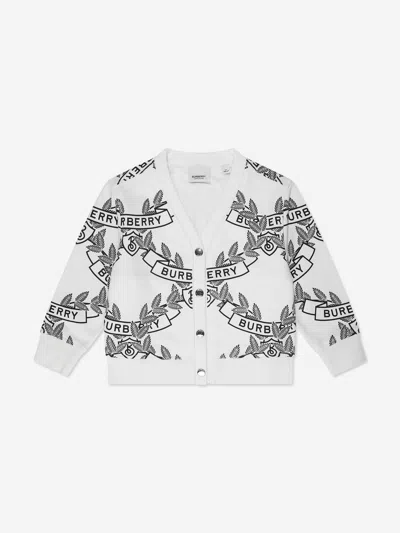 Burberry Babies' Baile Crest Cardigan In White