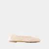 Burberry Sadler Leather Ballerina Flats Women In Beige
