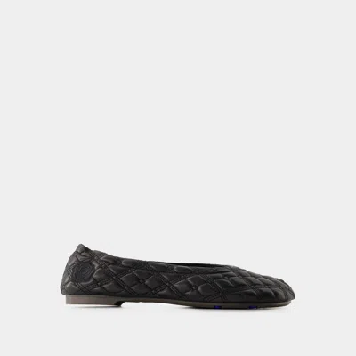 Burberry Quilted Leather Sadler Ballet Flats In Black