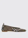 Burberry Knit Baby Nylon Blend Ballerinas With Knitted Traditional Check In Braun