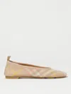 Burberry Beige Check Knit Ballerinas With Rubber Sole In Ivory