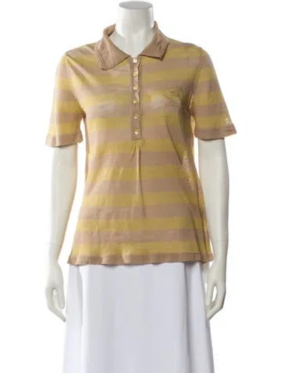 Pre-owned Burberry Bamboo Striped Polo In Neutral