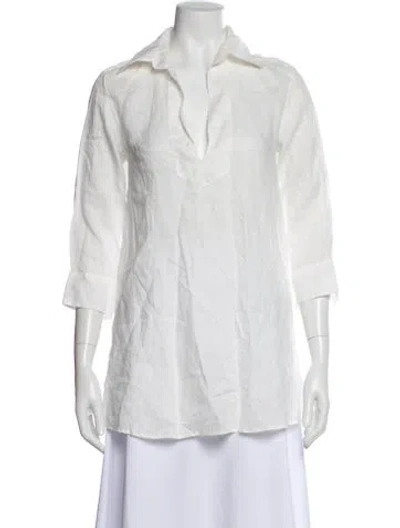 Pre-owned Burberry Bamboo Three-quarter Sleeve Tunic In White
