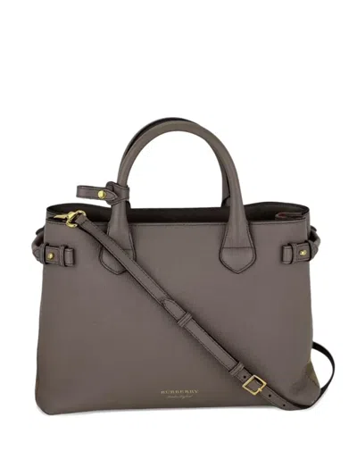 Pre-owned Burberry Banner House Handbag In Gray