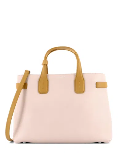Pre-owned Burberry Banner Leather Medium Tote Bag In Neutral