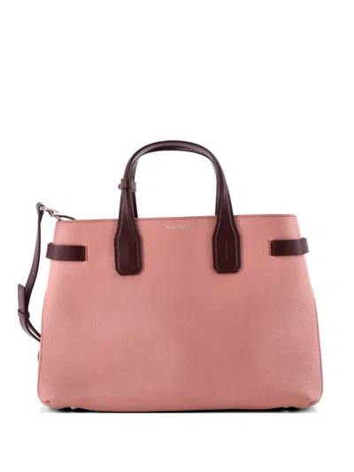 Pre-owned Burberry Banner Nm Leather Medium Tote Bag In Pink