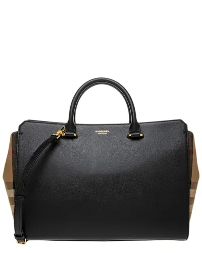 Burberry Banwell Large Leather Tote In Black