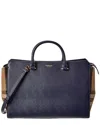 Burberry Banwell Medium Leather & Check Canvas Satchel
