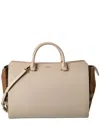 Burberry Banwell Medium Leather & Check Canvas Satchel In Gray