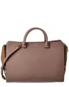 Burberry Banwell Medium Leather & Check Canvas Satchel In Pink