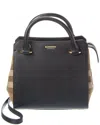 Burberry Banwell Small Check Canvas & Leather Satchel In Black
