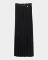 Burberry Bar Pleated Maxi Skirt With Belt In Black