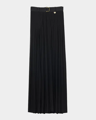 BURBERRY BAR PLEATED MAXI SKIRT WITH BELT