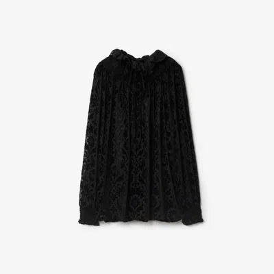 Burberry Baroque Silk Blend Velvet Blouse In Black