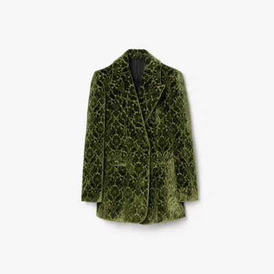 Burberry Baroque Velvet Blazer In Green