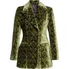 Burberry Virginia Baroque Velvet Double-breasted Jacket In Green