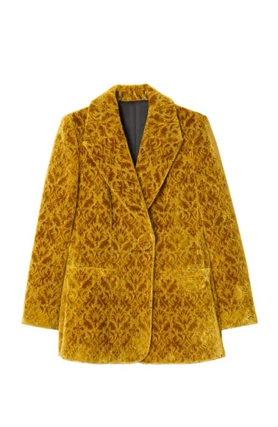 Burberry Baroque Velvet Blazer In Yellow