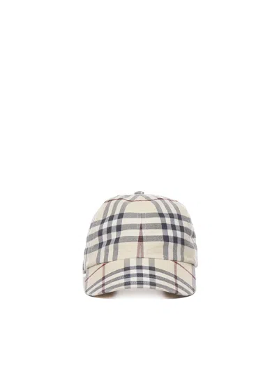 Burberry Baseball Cap With Check Print In Gray