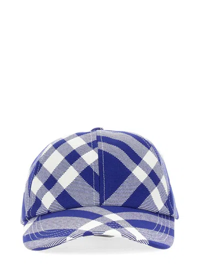 Burberry Baseball Cap With Tartan Pattern In Blue