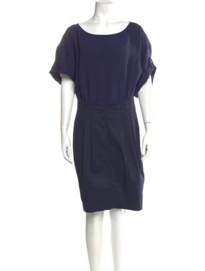 Pre-owned Burberry Bateau Neckline Knee-length Dress In Blue