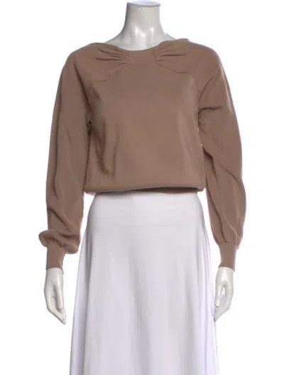 Pre-owned Burberry Bateau Neckline Long Sleeve Top In Neutral