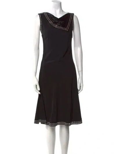 Pre-owned Burberry Bateau Neckline Midi Length Dress In Black