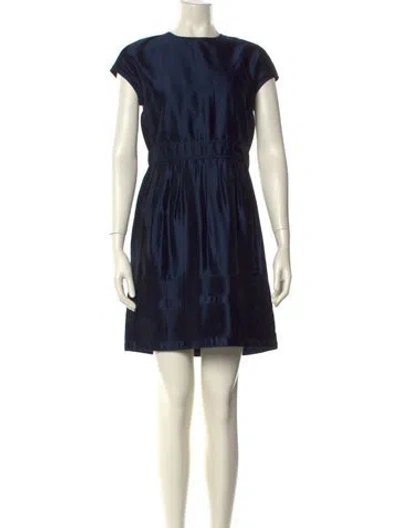 Pre-owned Burberry Bateau Neckline Mini Dress In Blue