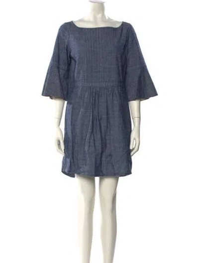 Pre-owned Burberry Bateau Neckline Mini Dress In Blue
