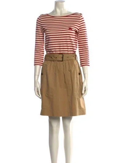 Pre-owned Burberry Bateau Neckline Mini Dress In Red