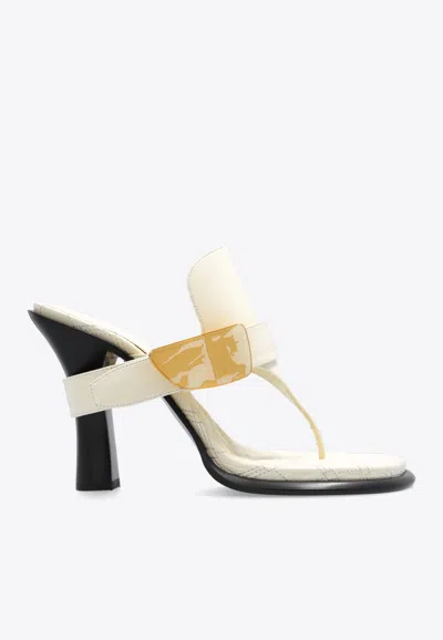 Burberry Bay 100 Calf Leather Sandals In Cream