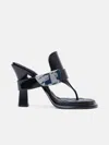 BURBERRY 'BAY' BLACK LEATHER SANDALS
