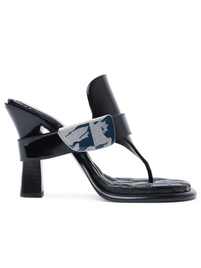 BURBERRY BURBERRY 'BAY' BLACK LEATHER SANDALS