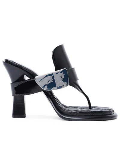 BURBERRY BURBERRY 'BAY' BLACK LEATHER SANDALS WOMAN
