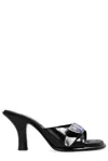 Burberry Bay Equestrian Knight Motif Mules In Black