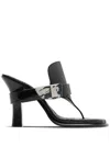 Burberry Prorsum Woman Thong Sandal Black Size 8 Leather