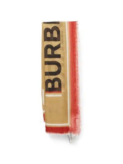 Pre-owned Burberry B-box Logo Scarf In Neutral