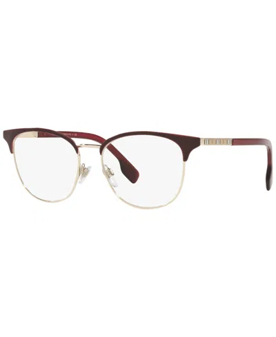 Burberry Be1355 Women's Square Eyeglasses In Light Gold-tone,bordeaux