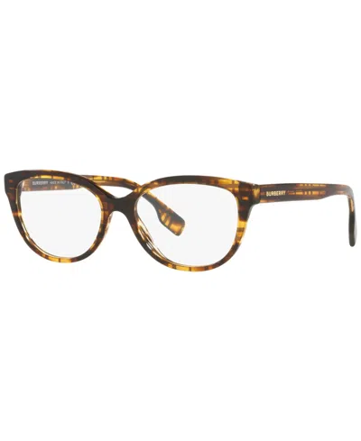 Burberry Be2357 Esme Women's Square Eyeglasses In Top Check,striped Brown
