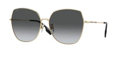 Burberry Be3136d Asian Fit Polarized 1109t3 Women's Sunglasses Gold Size 60 In Gray