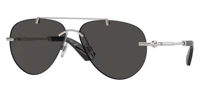 Burberry Dark Grey Pilot Ladies Sunglasses Be3151 110987 60 In Metallic