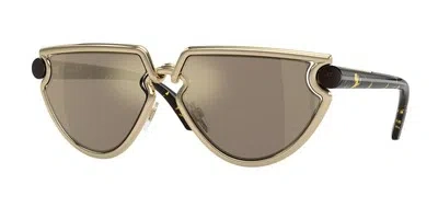 Pre-owned Burberry Be3152 11095a Light Gold Light Brown Mirror Gold 61mm Womens Sunglasses