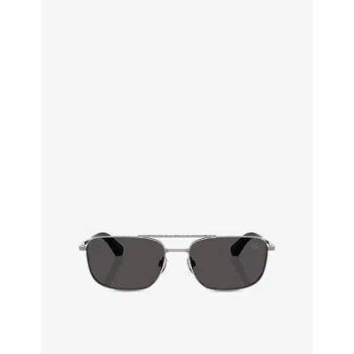 Burberry Be3170 Rectangular-frame Metal Sunglasses In Grey