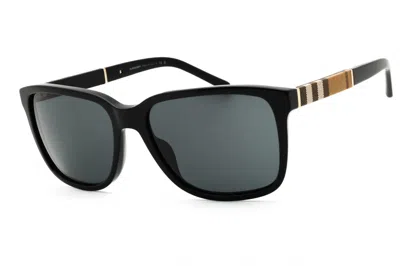 Burberry Be4181 Grey-tinted Rectangle Sunglasses In Black