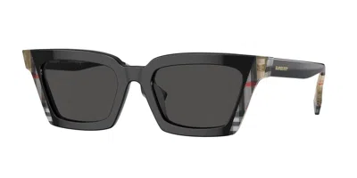 Pre-owned Burberry Be4392u 405587 52 Briar Sunglasses Black Sunglasses In Gray
