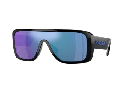 Pre-owned Burberry Be4401u 300155 Black Blue Mirror Men's 70 Mm Sunglasses In Gray