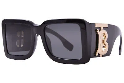 Pre-owned Burberry Be4406u 300187 Sunglasses Women's Black/dark Grey Square Shape 55mm In Gray