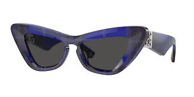 Pre-owned Burberry Be4421u 411487 Check Blue Dark Grey 51 Mm Women's Sunglasses In Gray
