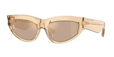 Pre-owned Burberry Be4425u 40635a Brown Light Brown Mirror Gold 55 Mm Women's Sunglasses In Light Brown Mirror Flash Gold