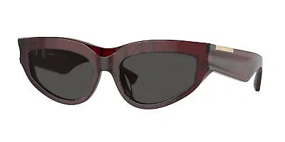 Pre-owned Burberry Be4425u 411587 Check Red Dark Grey 55 Mm Women's Sunglasses In Gray